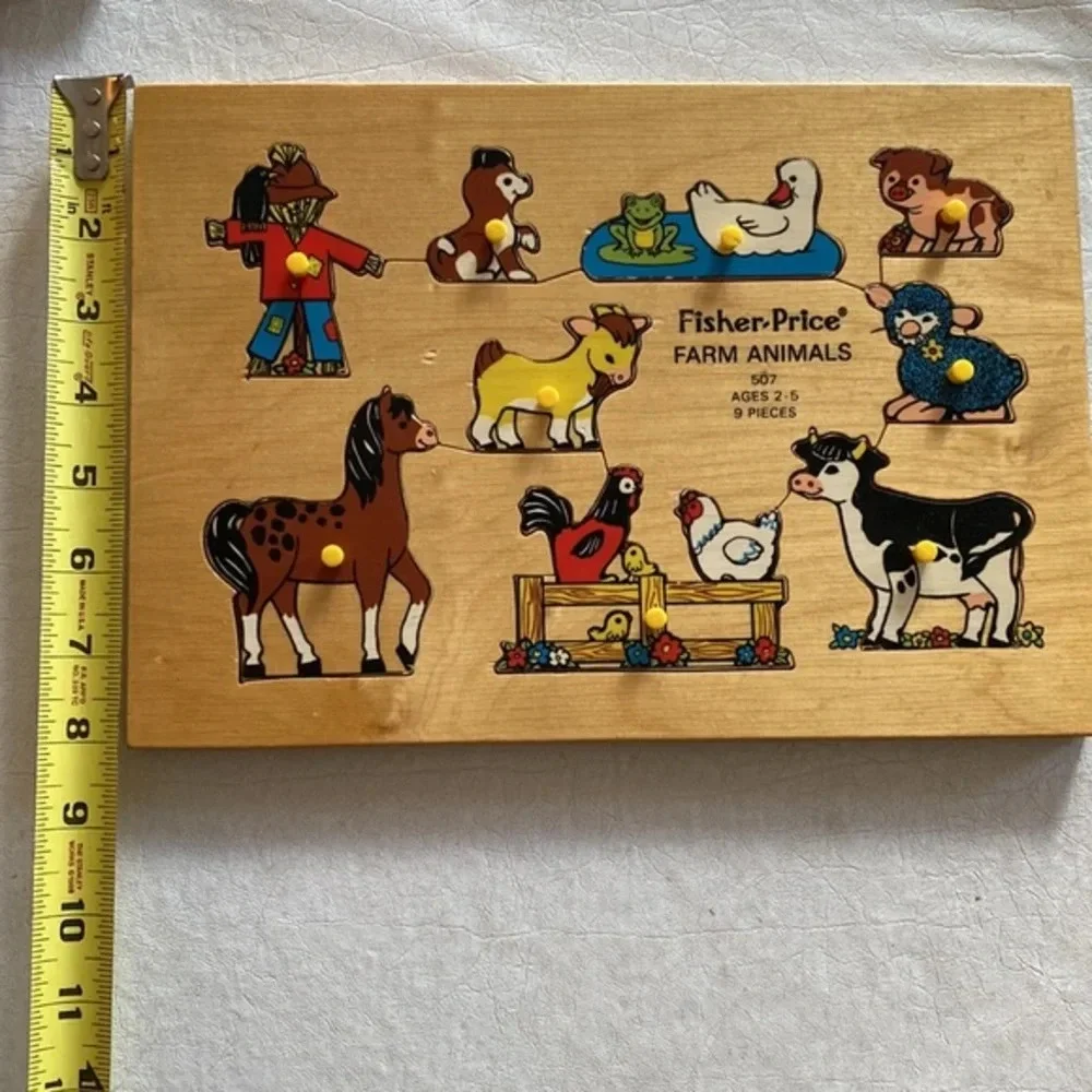 Vintage 1972 Fisher-Price Farm Animals‎ Wood Puzzle